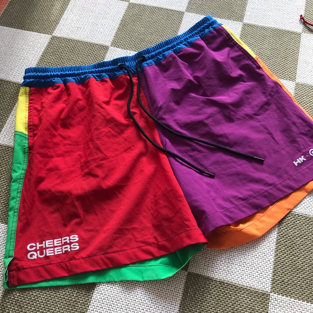 Humankind Colorful Cheers Queers Color Block Swim Shorts Bathing Suit - Picture 6 of 6